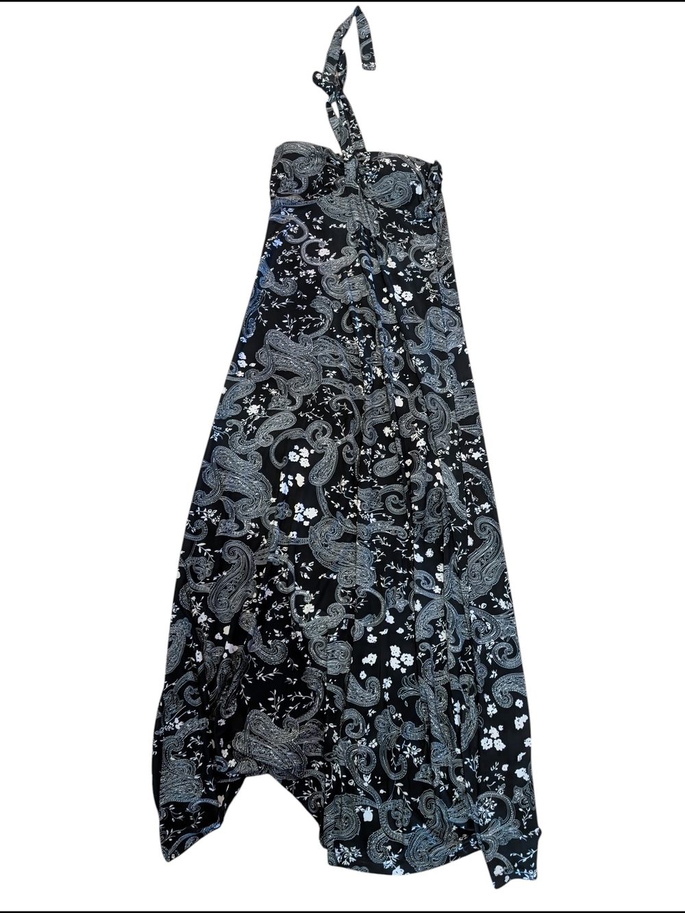 Black Paisley Halter Maxi Dress